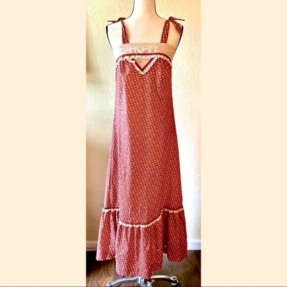Vintage Penny's in Hawaii 70s Prairie Sleevelss Maxi Dress Sz XS/S - Picture 4 of 7